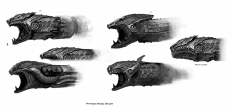 Python Head Study concept art from God of War: Ascension by Cecil Kim