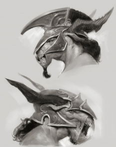 Satyr Helmets concept art from God of War: Ascension by Anthony Jones