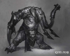 Elephantaur concept art from God of War: Ascension