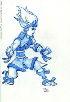 Jak Action concept art from Jak and Daxter: The Precursor Legacy by Bob Rafei