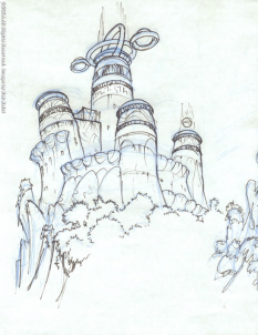 Temple Jungle concept art from Jak and Daxter: The Precursor Legacy by Bob Rafei