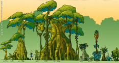 Trees concept art from Jak and Daxter: The Precursor Legacy by Bob Rafei