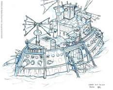 Lurker Ship concept art from Jak and Daxter: The Precursor Legacy by Bob Rafei