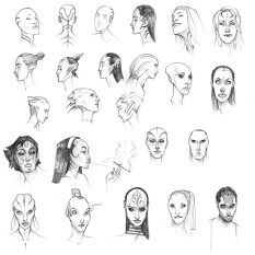 Asari Face Concepts art from Mass Effect