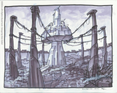 Baron Tower concept art from Jak II by Bob Rafei