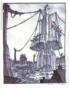 Baron Tower concept art from Jak II by Bob Rafei