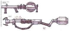 Krimson Guard Gun concept art from Jak II by Bob Rafei