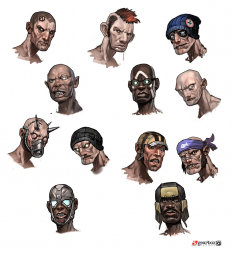 Bandits Optional Faces concept art from Borderlands 2 by Matias Tapia