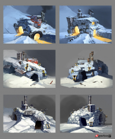 Claptrap Igloo concept art from Borderlands 2 by Matias Tapia