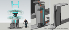 Hyperion City Kiosk concept art from Borderlands 2 by Lorin Wood