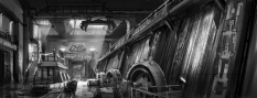Dam Interior concept art from Borderlands 2 by Kevin Duc