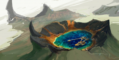 Grasslands - Crater Lake concept art from Borderlands 2 by Kevin Duc