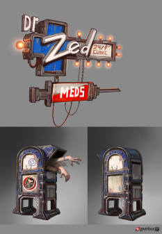 Dr. Zed's Props concept art from Borderlands 2 by Matias Tapia