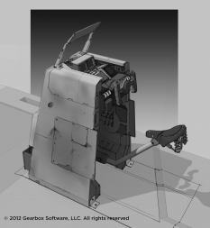 Pilot Seat concept art from Borderlands 2 by Lorin Wood