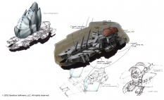 Scarlett Ship concept art from Borderlands 2 by Lorin Wood
