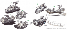 Skiff Ideation concept art from Borderlands 2 by Lorin Wood