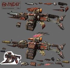 Bandit Accessories Breakdown concept art from Borderlands 2 by Kevin Duc