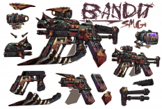 Bandit SMG Breakdown concept art from Borderlands 2 by Kevin Duc