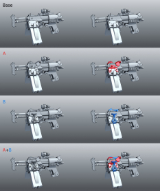 Bandit SMG Variants Layout concept art from Borderlands 2 by Kevin Duc