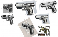Dahl Pistol Sketches concept art from Borderlands 2 by Kevin Duc