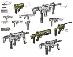 Dahl SMG Sketches concept art from Borderlands 2 by Kevin Duc
