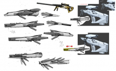E-Tech Sniper Barrel Sketches concept art from Borderlands 2 by Kevin Duc