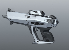 Hyperion Pistol Base concept art from Borderlands 2 by Kevin Duc