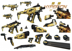 Hyperion SMG Breakdown concept art from Borderlands 2 by Kevin Duc