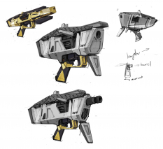 Hyperion SMG Sketches concept art from Borderlands 2 by Kevin Duc