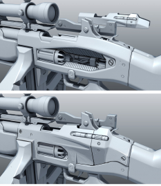 Jakobs Rifle Body Additions concept art from Borderlands 2 by Kevin Duc