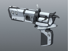 Maliwan Pistol Paintover concept art from Borderlands 2 by Kevin Duc