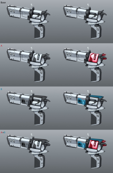 Maliwan Pistol Variants concept art from Borderlands 2 by Kevin Duc
