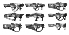 Maliwan SMG Sketches concept art from Borderlands 2 by Kevin Duc