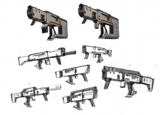 Tedior SMG Sketches concept art from Borderlands 2 by Kevin Duc