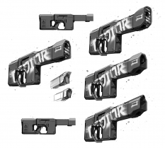 Tedior Weapon Drawings concept art from Borderlands 2 by Kevin Duc