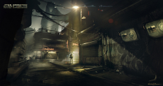 Backalley concept art from Star Wars 1313 by Gustavo Mendonca