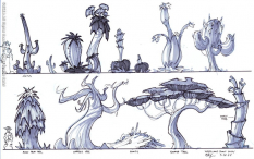 Desert Trees concept art from Jak 3 by Bob Rafei