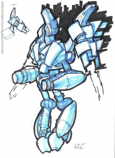 Krimzon Guard Robot concept art from Jak 3 by Bob Rafei
