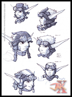 Jak Faces concept art from Jak X: Combat Racing by Bob Rafei