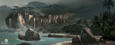Cliff Buildings concept art from Assassin's Creed IV: Black Flag by Martin Deschambault
