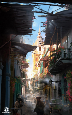 Havana Alley concept art from Assassin's Creed IV: Black Flag by Donglu Yu