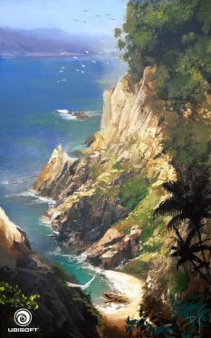 Hidden Beach concept art from Assassin's Creed IV: Black Flag by Donglu Yu
