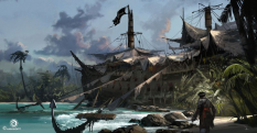 Shiptown concept art from Assassin's Creed IV: Black Flag by Martin Deschambault