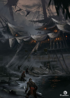 Shiptown Entering concept art from Assassin's Creed IV: Black Flag by Martin Deschambault