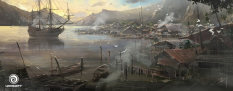 Village Harbor concept art from Assassin's Creed IV: Black Flag by Donglu Yu