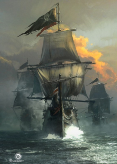Cutting Through The Waves concept art from Assassin's Creed IV: Black Flag by Martin Deschambault