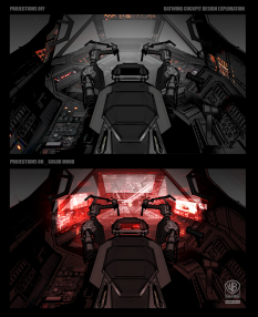 Batwing Cockpit concept art from Batman: Arkham Origins by Virgile Loth