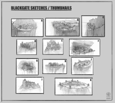 Blackgate Sketches concept art from Batman: Arkham Origins by Daniel Kvasznicza