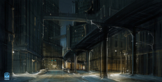 New Gotham Diamond District Concept concept art from Batman: Arkham Origins by Meinert Hansen