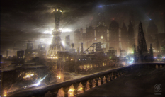 Snow Storm Study Old Gotham concept art from Batman: Arkham Origins by Daniel Kvasznicza